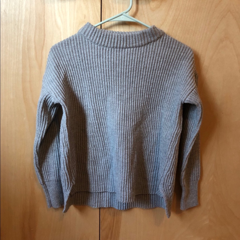 Thick warm gray mock turtle neck rubbed sweater